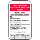 Fire Extinguisher Tag RECHARGE & INSPECTION RECORD 5-3/4 x 3-1/4 PF-Cardstock Pack 25 