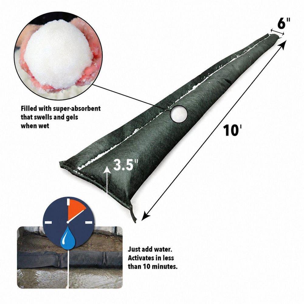 Grab & Go Water-Activated Flood Barrier Kit, (5) 10 ft. Barriers 