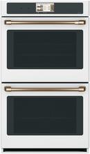 30" W Smart Wi-Fi Built In Double Convection Wall Oven in Matte White with Brushed Bronze Hardware 