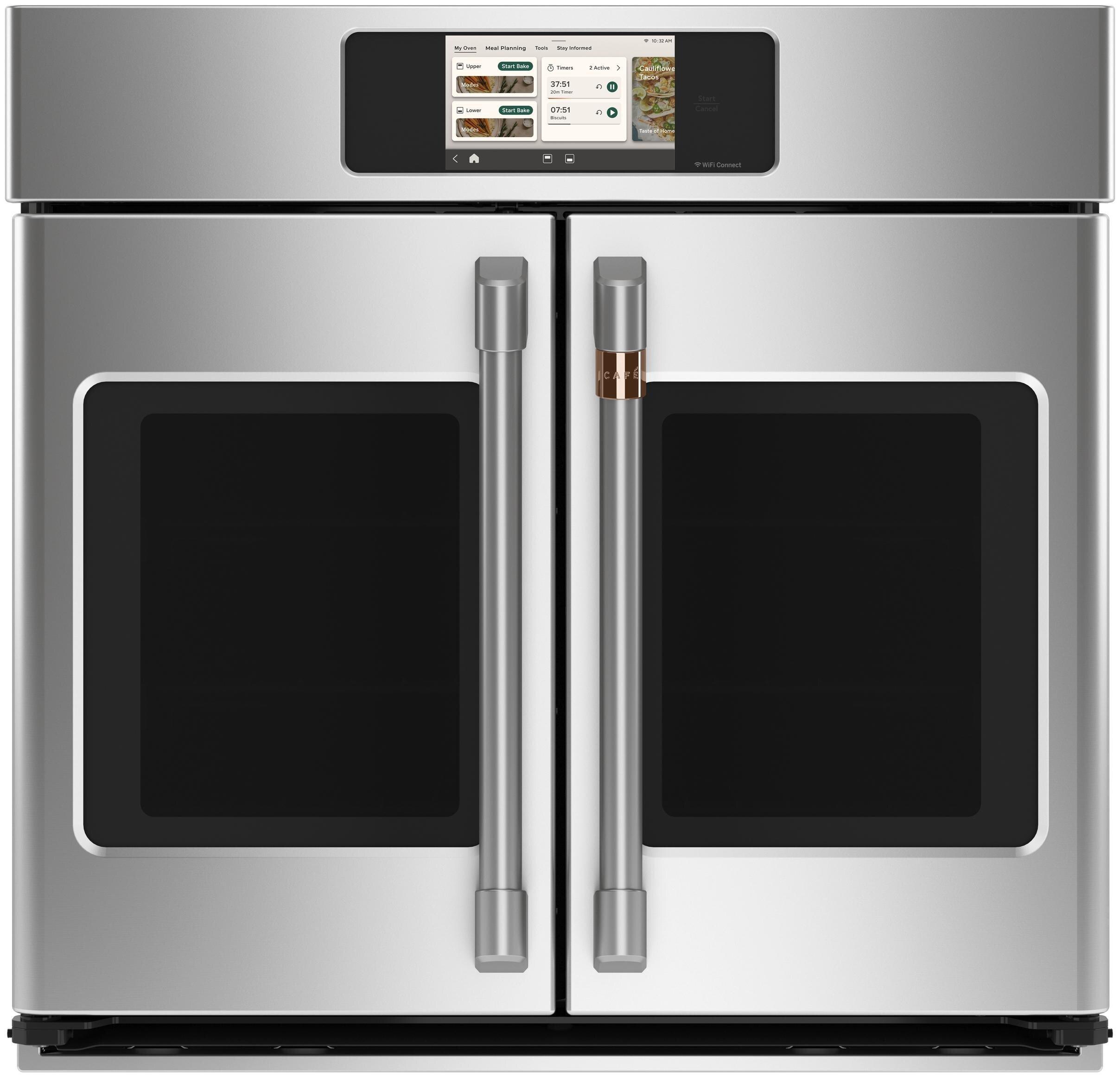 30"W Electric Smart Double French Door 5 Cu Ft Wall Oven with Air Fry, Convection, Touch Screen, and Sabbath Mode in Stainless Steel 