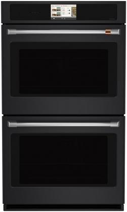 30"W Smart Electric 10 Cu Ft Double Drop Door Wall Oven with Air Fry, Convection, Cook Cam, Speakers, and Sabbath Mode in Matte Black