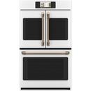 30"W Electric Smart Wi-Fi 10 Cu Ft  Double Wall Oven - Top Double Door - with Air Fry, 7 Inch LCD Touch Screen, and Speakers in Matte White 