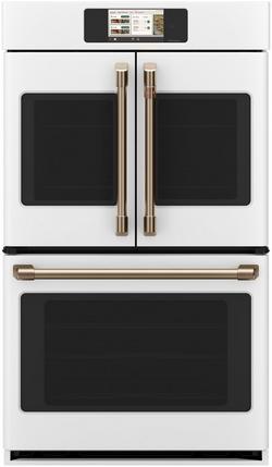 30"W Electric Smart Wi-Fi 10 Cu Ft  Double Wall Oven - Top Double Door - with Air Fry, 7 Inch LCD Touch Screen, and Speakers in Matte White