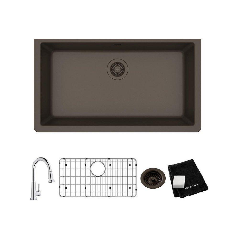 Elkay Lustrous Highlighted Satin Double Bowl Undermount Kitchen Sink with Rear Center Drain 