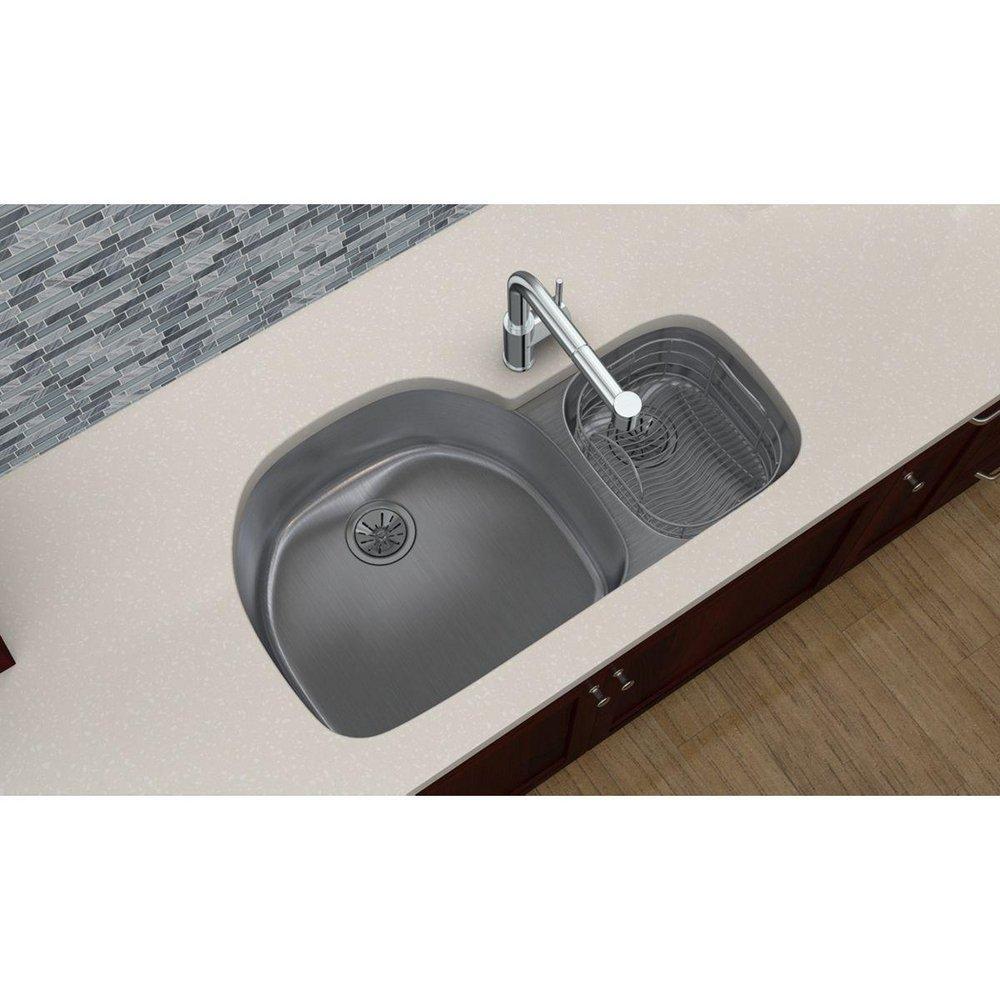 Elkay Lustertone 36-1/4 x 21-1/8 in. No Hole Stainless Steel Double Bowl Undermount Kitchen Sink 