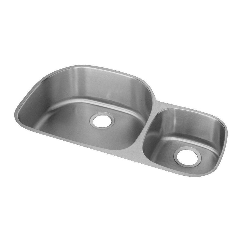 Elkay Lustertone 36-1/4 x 21-1/8 in. No Hole Stainless Steel Double Bowl Undermount Kitchen Sink 