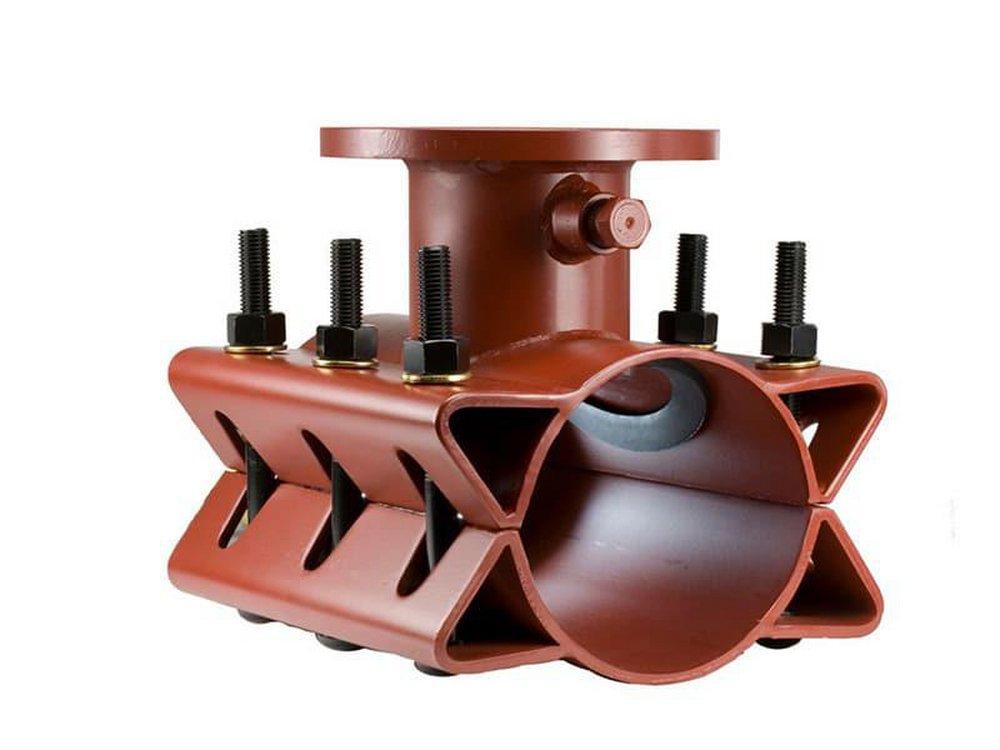 JCM Industries Mechanical Joint x Mechanical Joint Epoxy 304L Stainless Steel Tapping Sleeve (9.37 - 8.98 in. OD) 