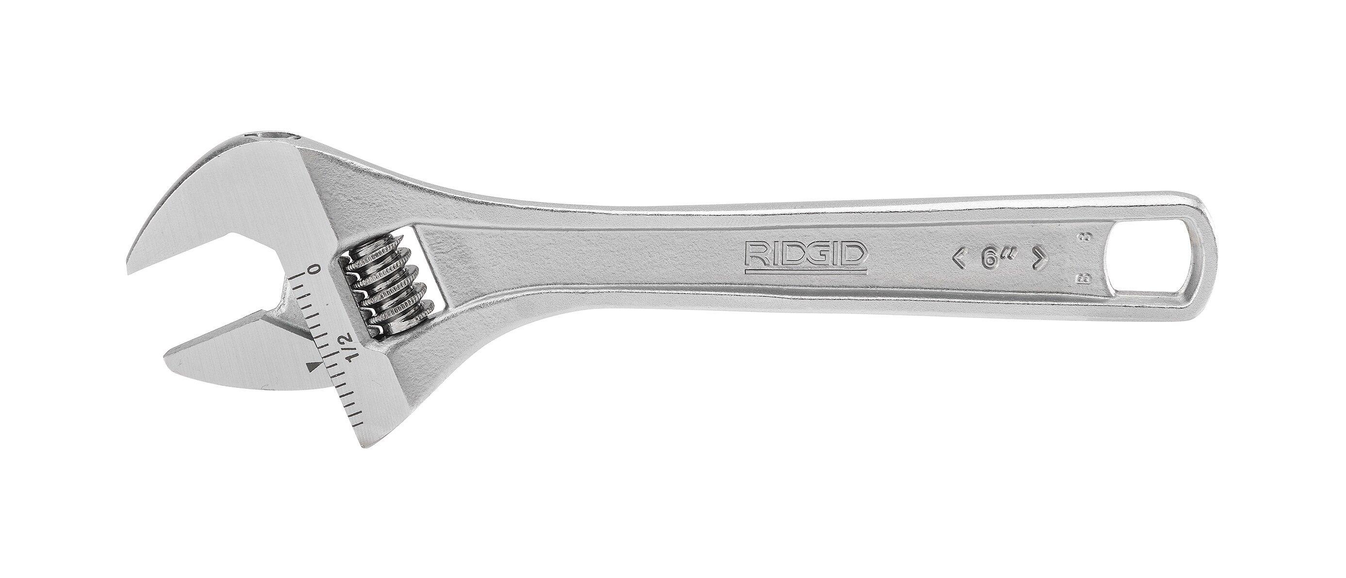 RIDGID Chrome Plated Steel Adjustable Wrench 