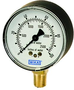 2-1/2 x 1/4 in. 10 psi Brass Lower Mount Pressure Gauge