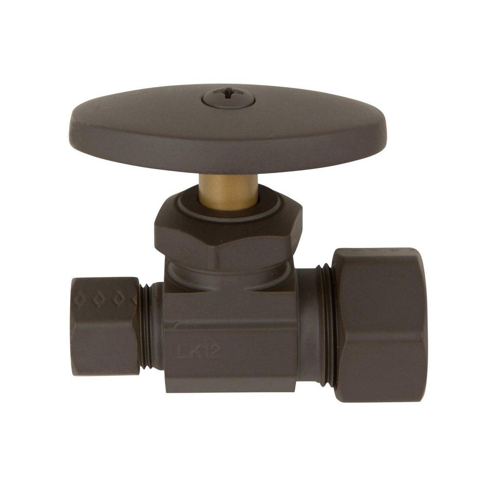 Brasstech Oil Rubbed Bronze 1/2 x 3/8 in. Compression x OD Compression Oval Straight Supply Stop Valve 