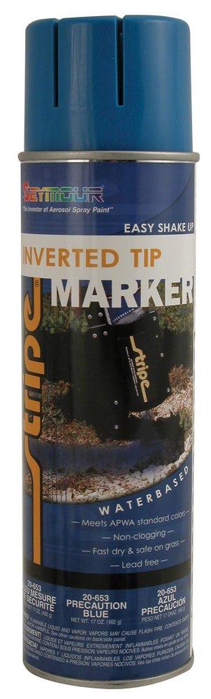Seymour of Sycamore Precaution Blue 20 oz. Upside Down Marking Spray Paint 