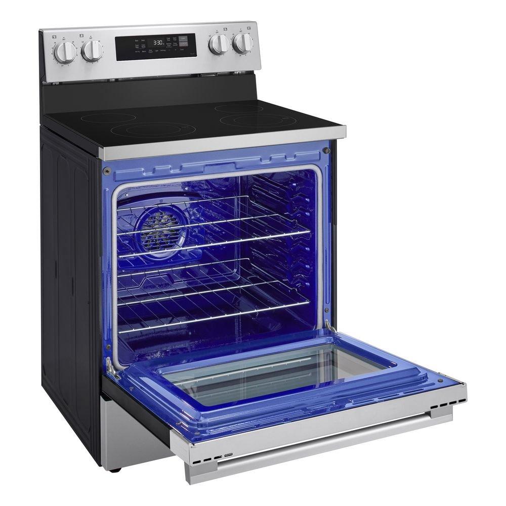 6.3 cu. ft. Wi-Fi Enabled Electric Single Oven Range ProBake Convection Air Fry (No Tray) Edge-to-edge Cooktop Stainless Steel - New Handle 