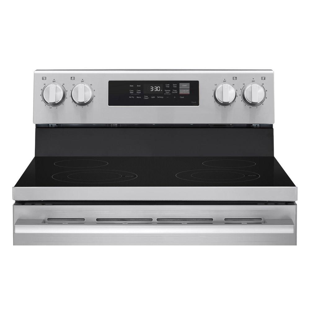 6.3 cu. ft. Wi-Fi Enabled Electric Single Oven Range ProBake Convection Air Fry (No Tray) Edge-to-edge Cooktop Stainless Steel - New Handle 