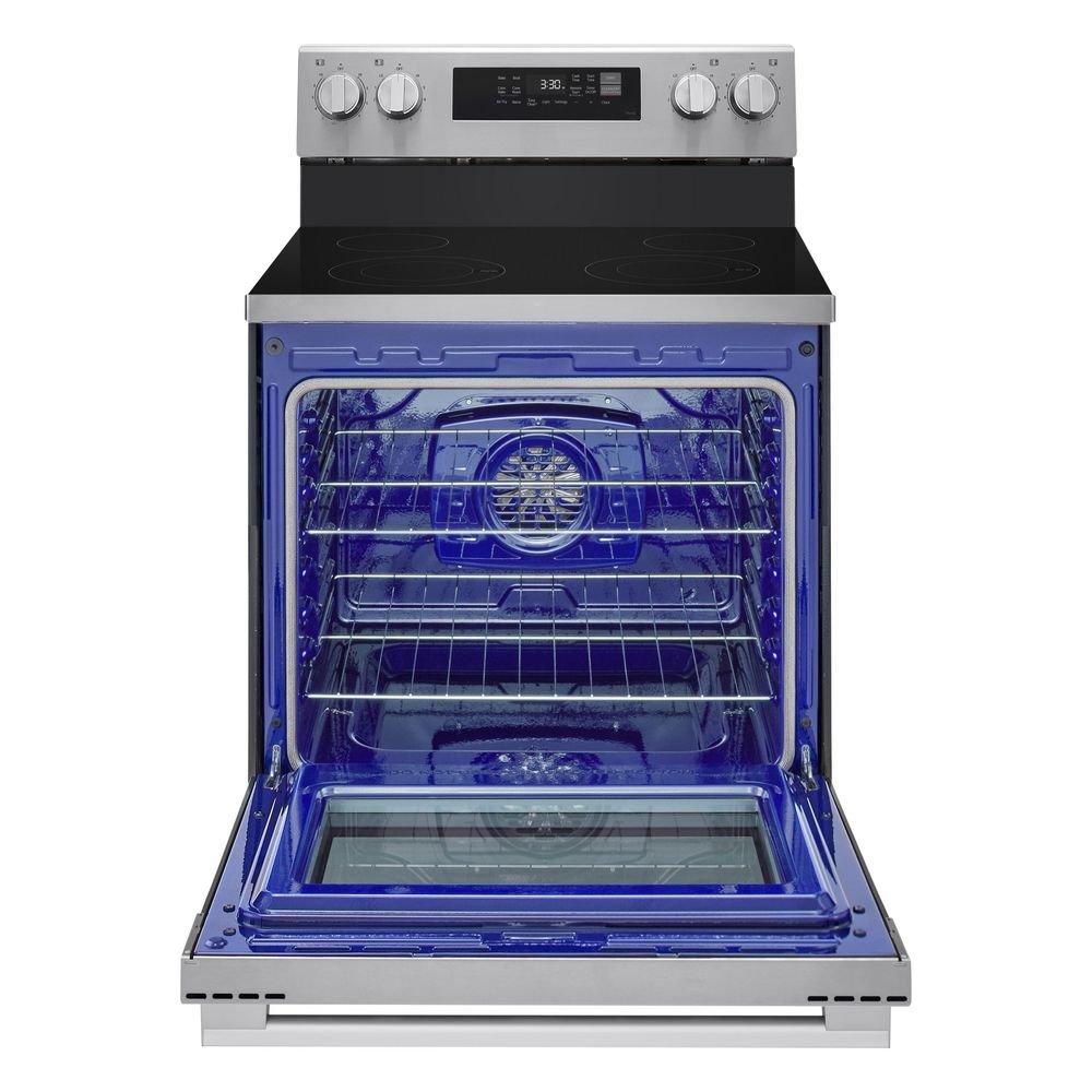 6.3 cu. ft. Wi-Fi Enabled Electric Single Oven Range ProBake Convection Air Fry (No Tray) Edge-to-edge Cooktop Stainless Steel - New Handle 