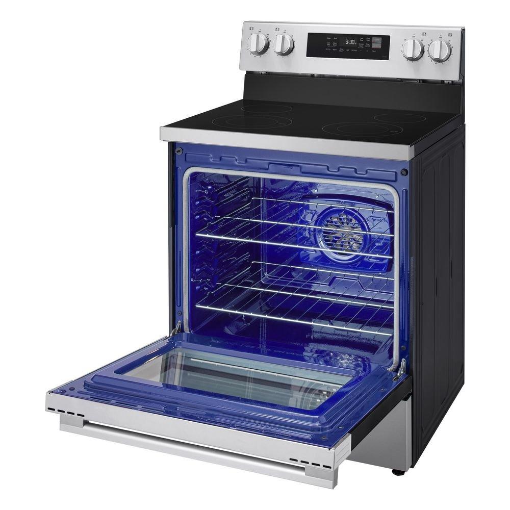 6.3 cu. ft. Wi-Fi Enabled Electric Single Oven Range ProBake Convection Air Fry (No Tray) Edge-to-edge Cooktop Stainless Steel - New Handle 
