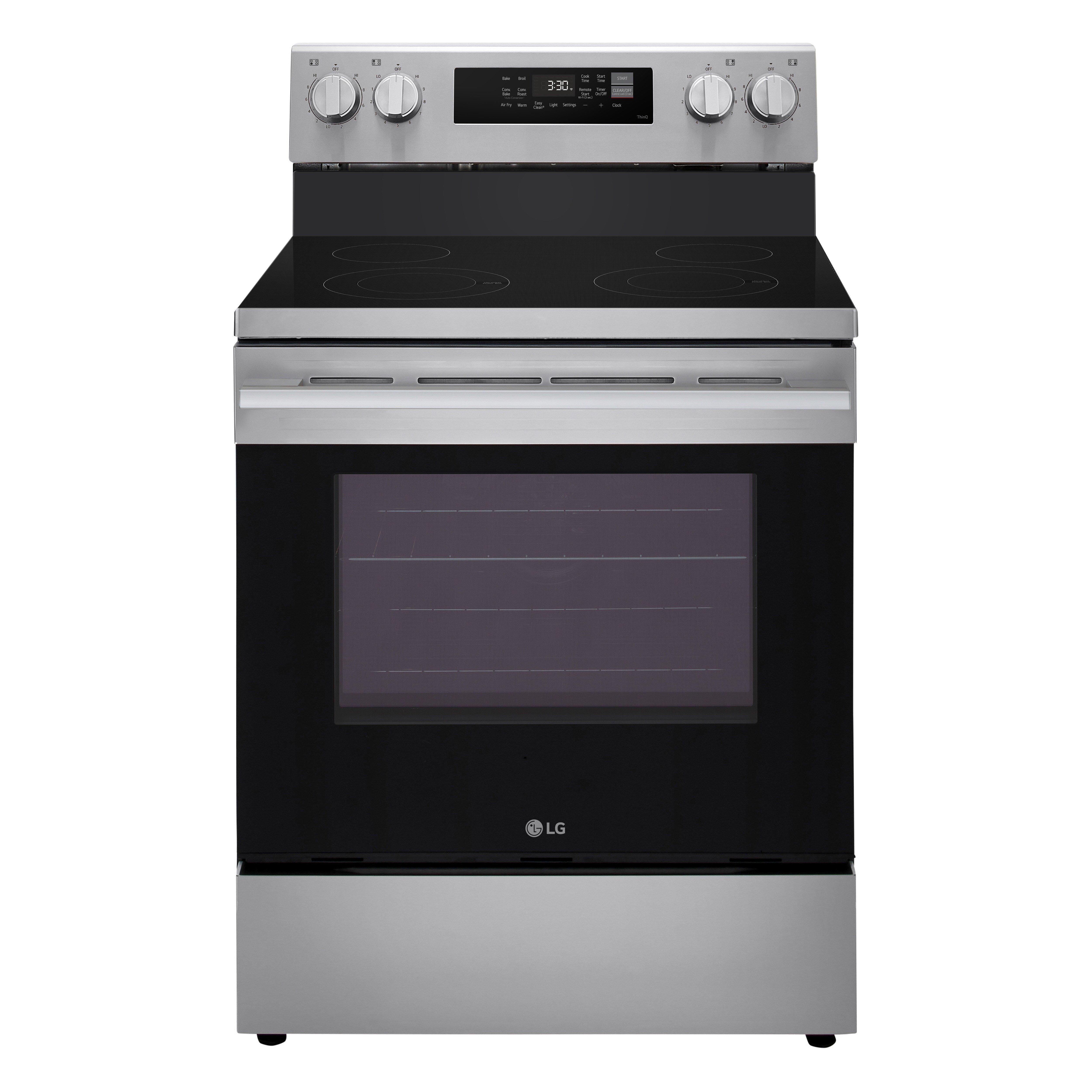 6.3 cu. ft. Wi-Fi Enabled Electric Single Oven Range ProBake Convection Air Fry (No Tray) Edge-to-edge Cooktop Stainless Steel - New Handle 
