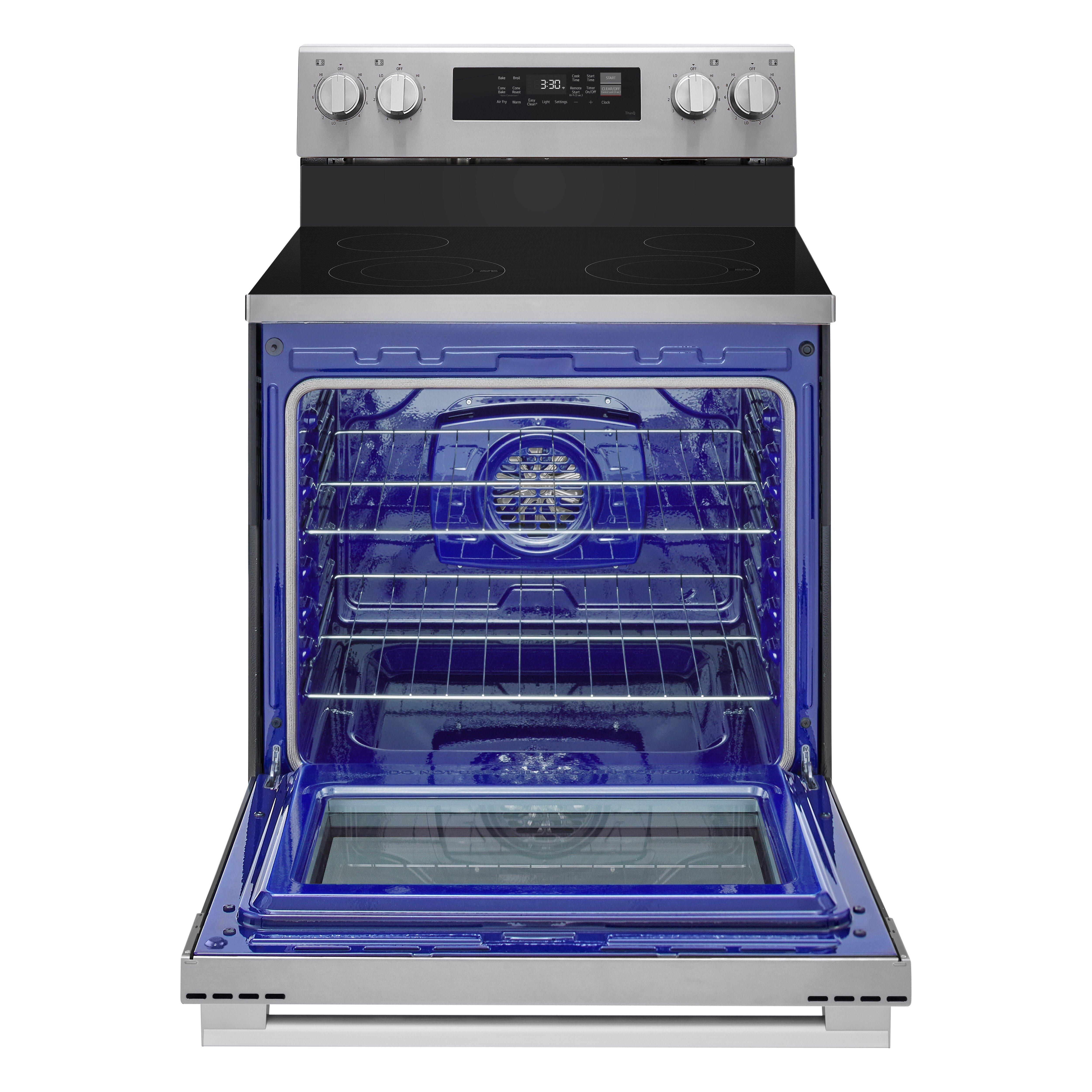 6.3 cu. ft. Wi-Fi Enabled Electric Single Oven Range ProBake Convection Air Fry (No Tray) Edge-to-edge Cooktop Stainless Steel - New Handle 