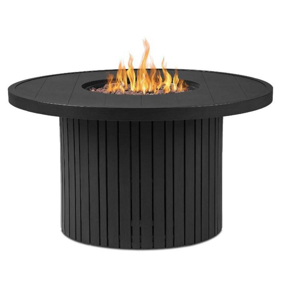 Calvin 44" Round Metal Propane Fire Pit Table With Hidden Tank in Black Coral by Real Flame 