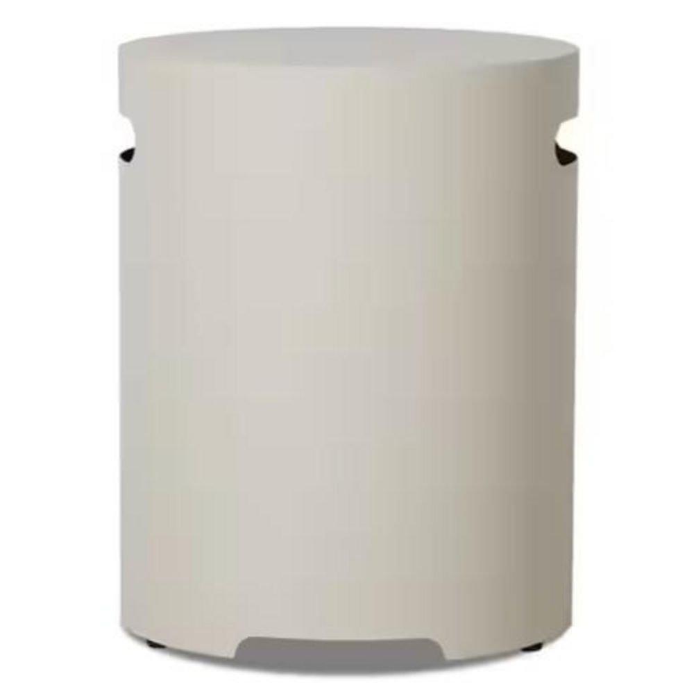 20"H Round Metal Propane Tank Cover and Side Table in Light Sand by Real Flame 