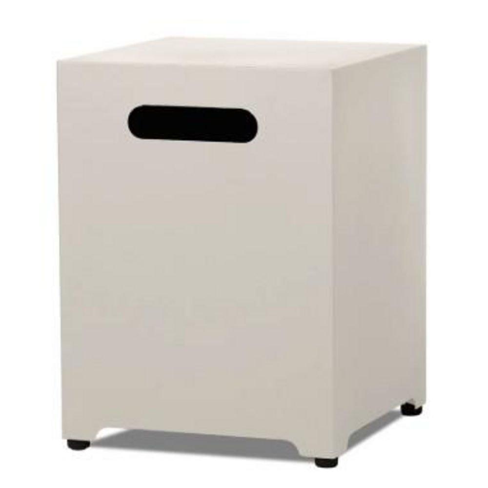 20"H Square Metal Propane Tank Cover and Side Table in Light Sand by Real Flame 