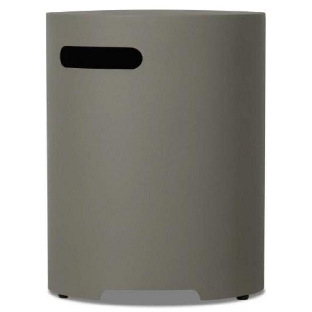 20"H Round Metal Propane Tank Cover and Side Table in Mist Gray by Real Flame 