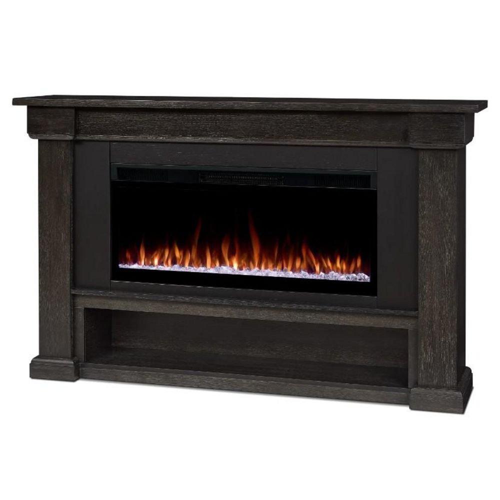 Bristow 66" Smart Landscape Electric Fireplace in Weathered Wood by Real Flame 