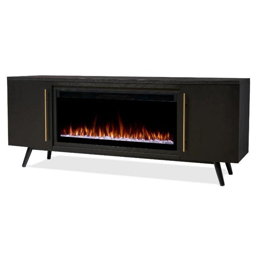 Morris 72" Smart Landscape Electric Fireplace TV Stand in Black by Real Flame 