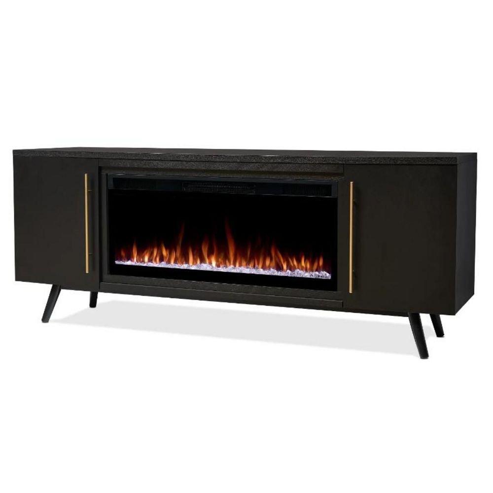 Morris 72" Smart Landscape Electric Fireplace TV Stand in Vintage Black Maple by Real Flame 
