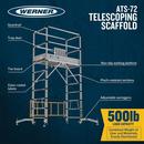 Werner Aluminum 6FT Telescoping Rolling Scaffold 500lb Load Capacity 