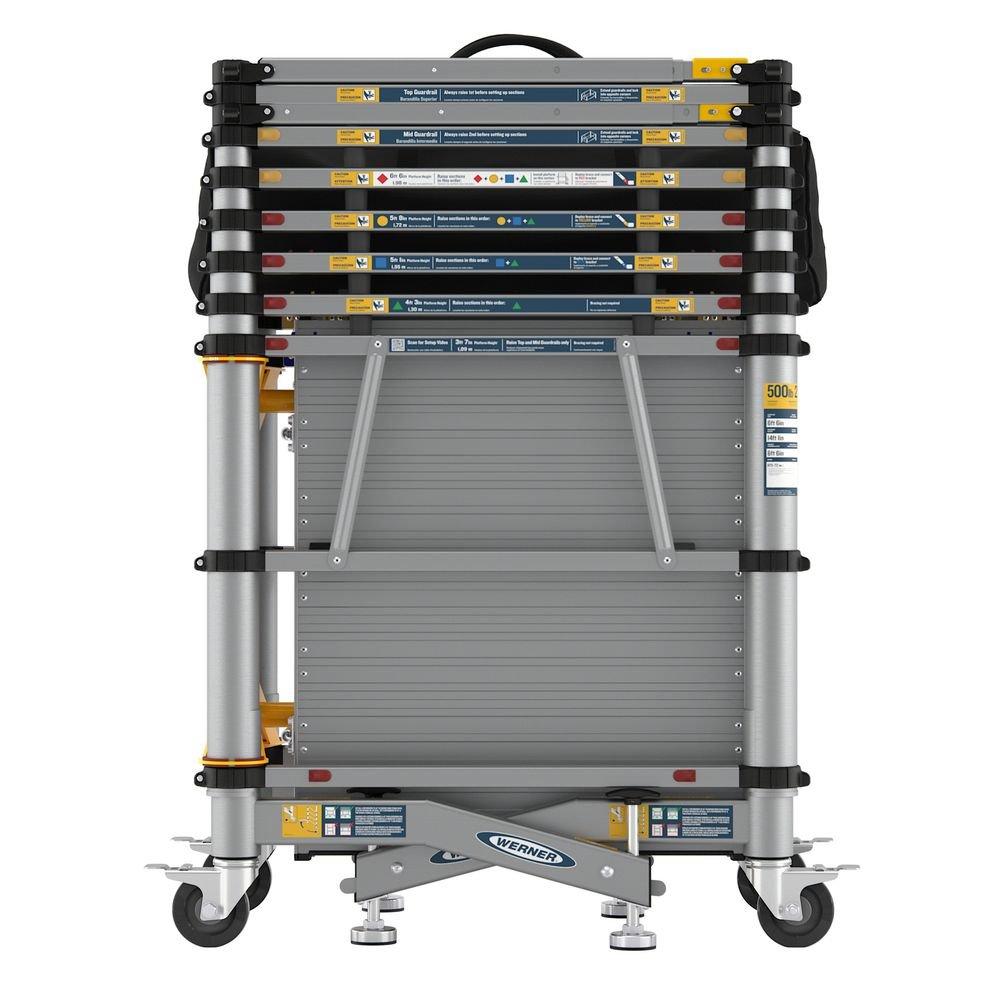 WERNER ALUMINUM 6FT TELESCOPING ROLLING SCAFFOLD 500LB LOAD CAPACITY ATS-72 