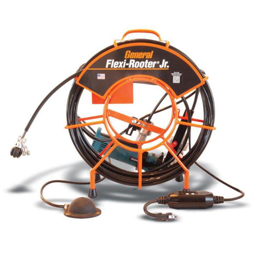 FRJRA - Flexi-Rooter Jr with&nbsp50 x 1/4 (6 mm) Flexible Shaft Assembly and Cutter Set which includes the 1-1/2 ClogChopper (FRJR112CG) and Chain Cutter (FRJR2CK) for&nbspPVC and Soft Stoppages 