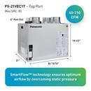 BalancedHome 210 Elite Plus+ Any Climate ERV 40-210 CFM for exhaust & supply occupant-controlled boost function MERV 13 fltr  ASHRAE 62.2 timing function 6" duct Top Port Corded hardwire adaptor 