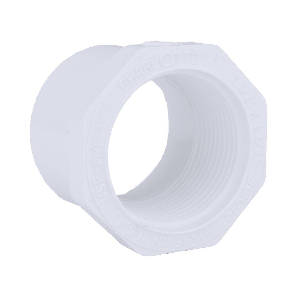 White PVC Schedule 40 Female Bushing 