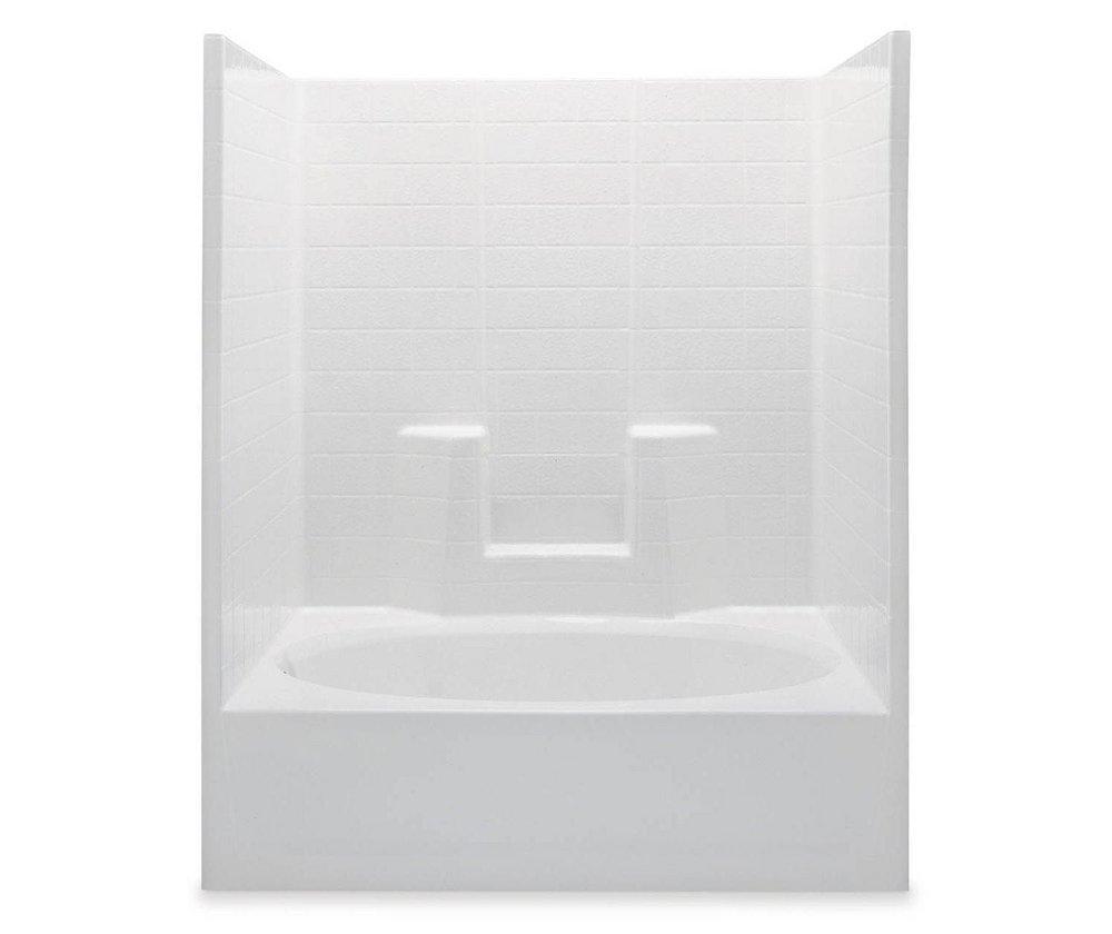 Aquatic White 60 x 41 in. Oval Tile Tub and Shower in White 