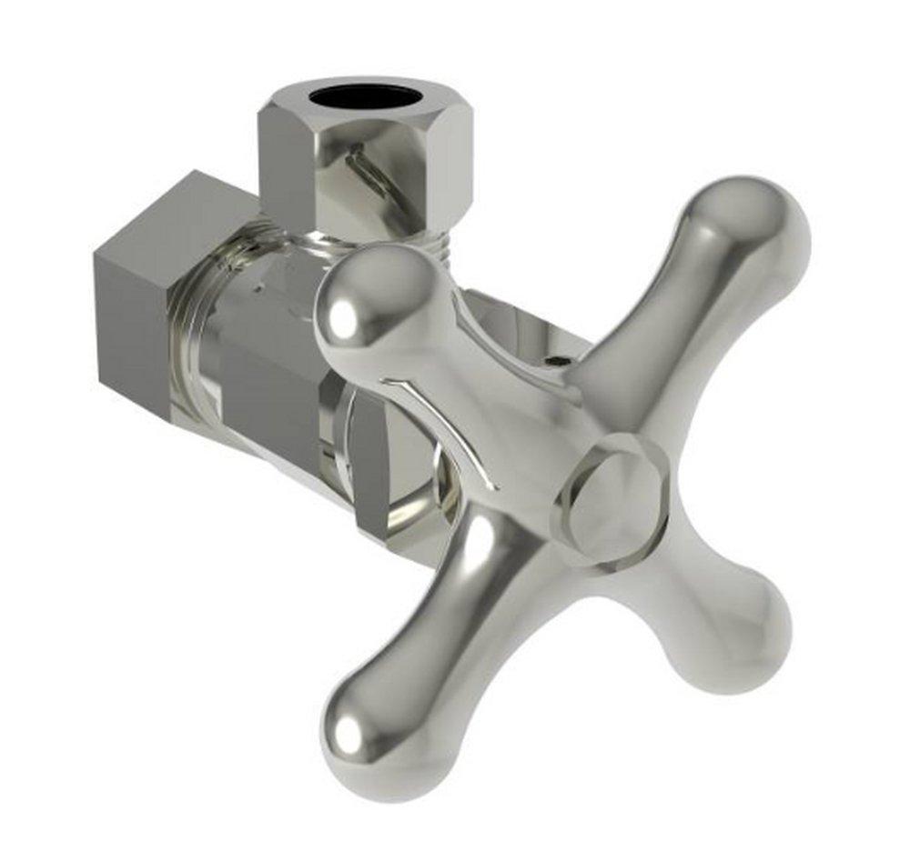 Brasstech Polished Nickel 1/2 x 3/8 in. Compression x OD Compression Cross Handle Angle Supply Stop Valve 