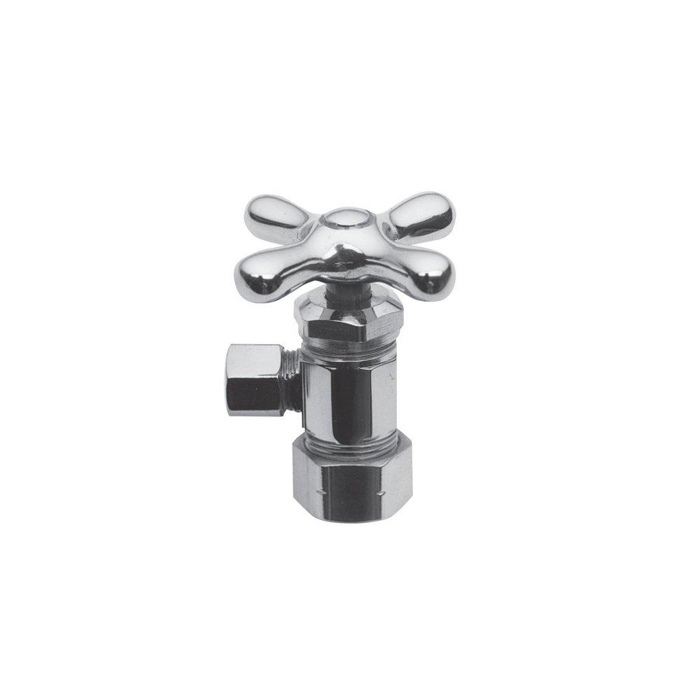 Brasstech Polished Chrome 1/2 x 3/8 in. Compression x OD Compression Cross Handle Angle Supply Stop Valve 