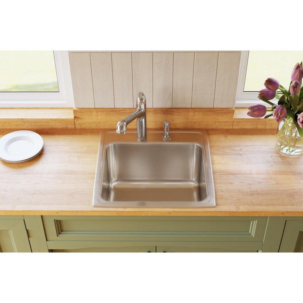 Elkay Lustrous Satin 22 x 22 in. Stainless Steel Single Bowl Drop-in Kitchen Sink in Lustrous Satin 