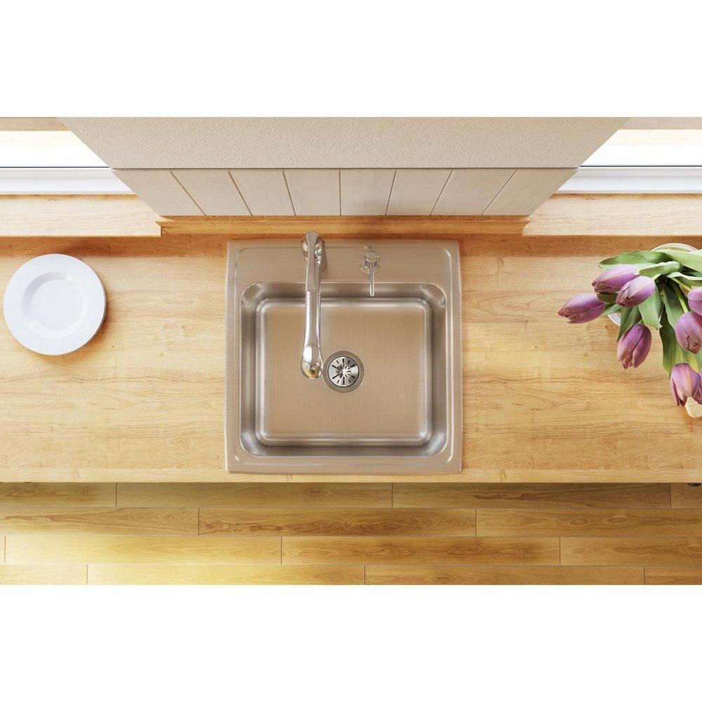Elkay Lustrous Satin 22 x 22 in. Stainless Steel Single Bowl Drop-in Kitchen Sink in Lustrous Satin 