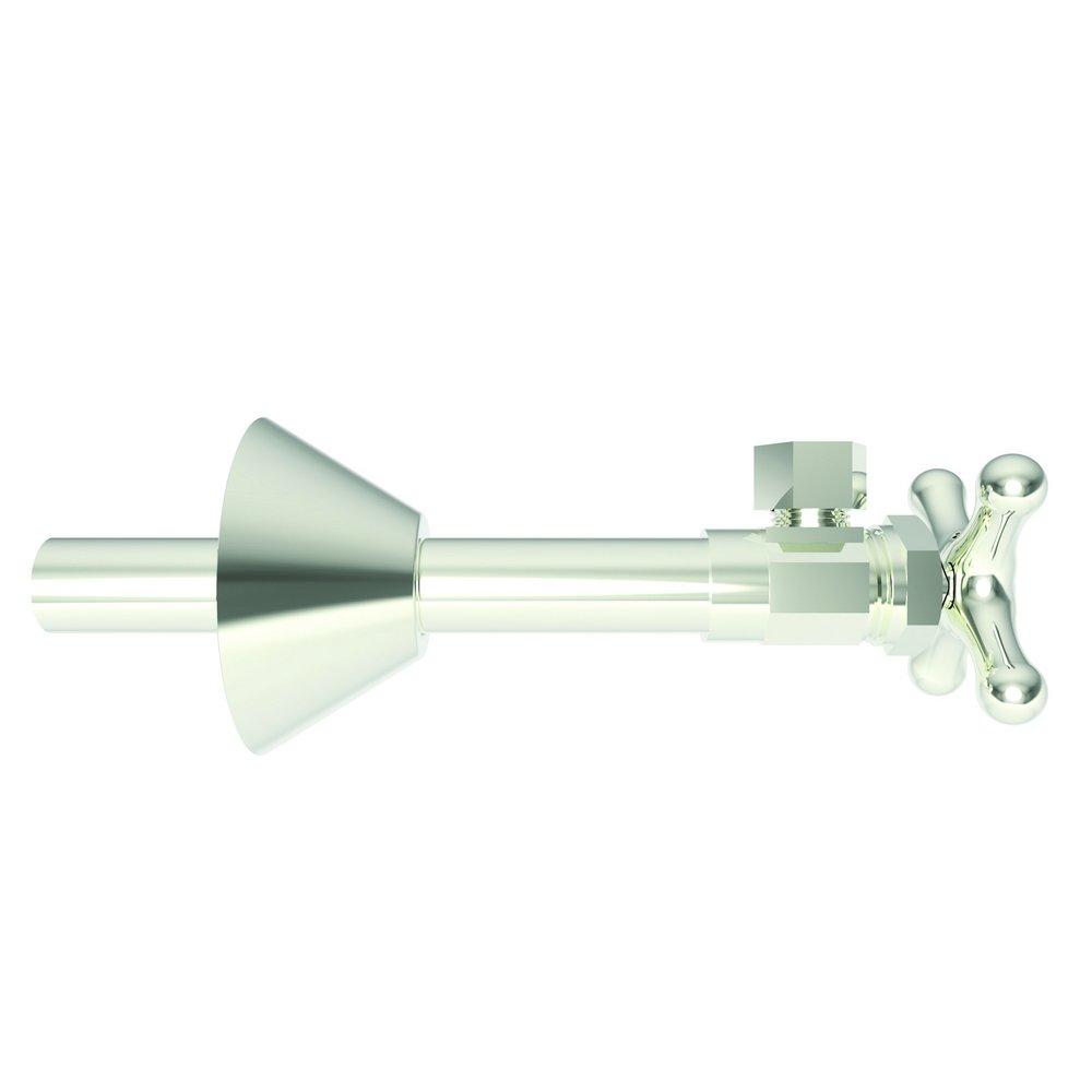 Brasstech Polished Nickel - Natural 1/2 x 3/8 in. Sweat x OD Compression Cross Angle Supply Stop Valve 