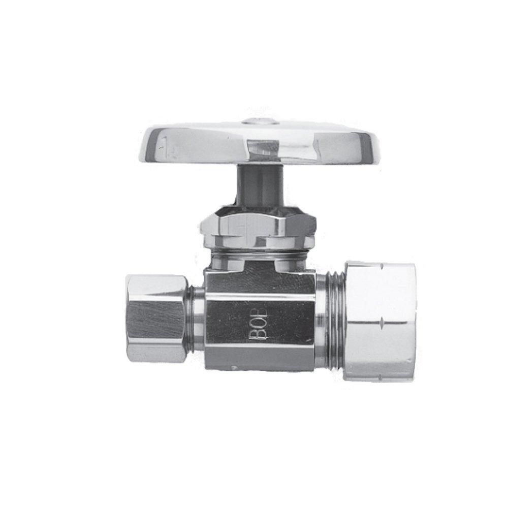 Brasstech Polished Chrome 1/2 x 3/8 in. Compression x OD Compression Oval Straight Supply Stop Valve 