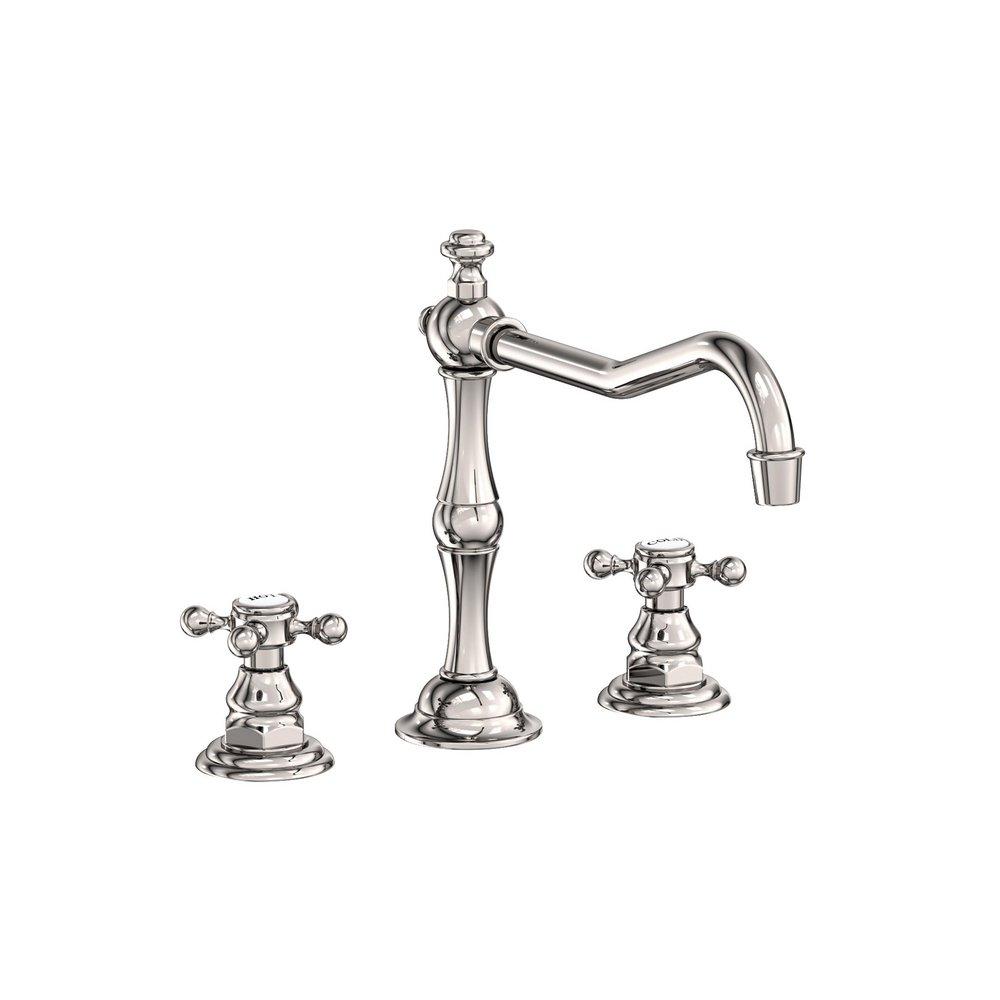Newport Brass Polished Nickel - Natural 3-Hole Kitchen Faucet with Double Cross Handle 