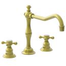 3-Hole Kitchen Faucet with Double Cross Handle in Uncoated Polished Brass - Living