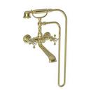 Two Handle Wall Mount Tub Filler with Handshower in Uncoated Polished Brass