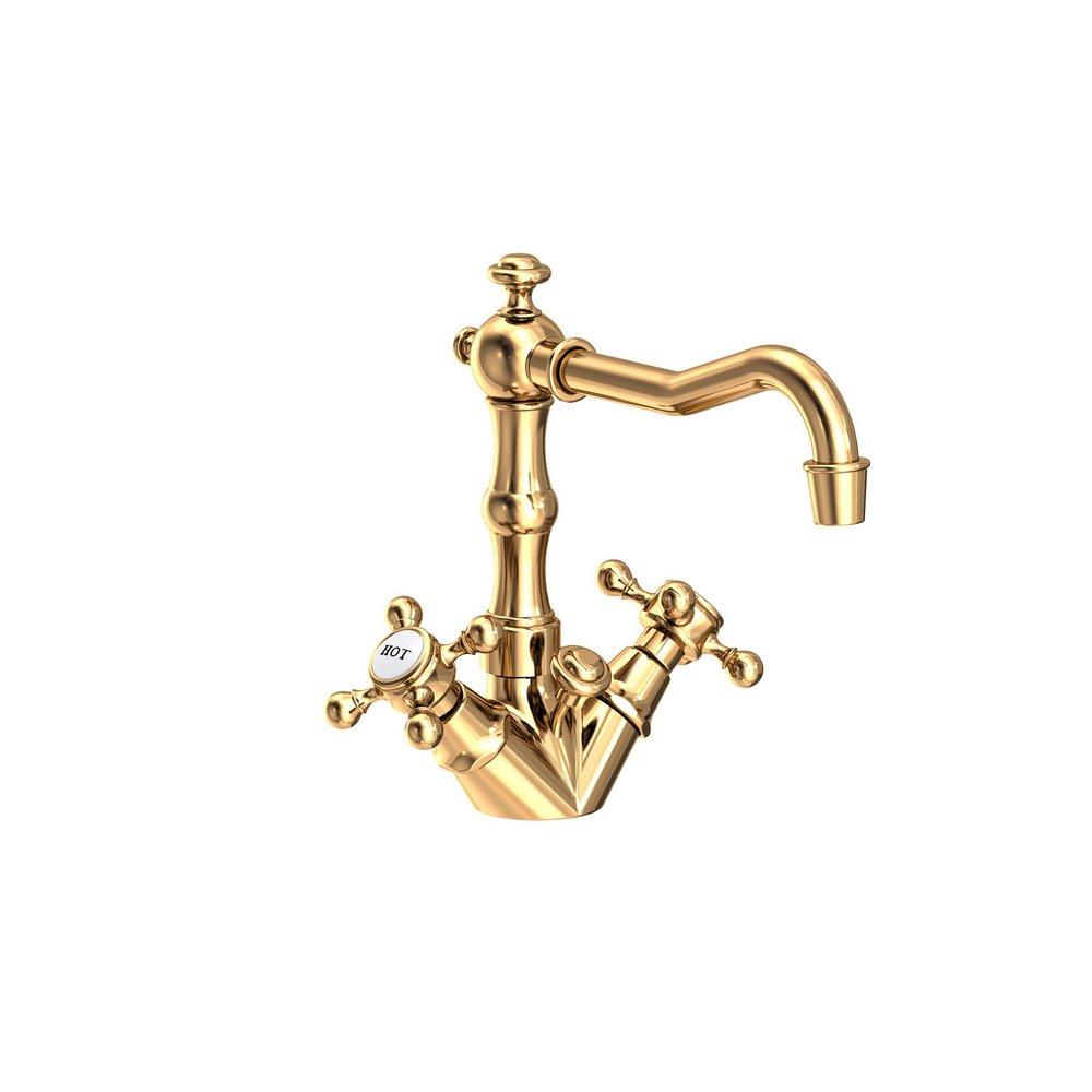 Newport Brass Uncoated Polished Brass - Living Widespread Bathroom Sink Faucet with Double Cross Handle 