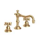 Two Handle Widespread Bathroom Sink Faucet in Uncoated Polished Brass - Living