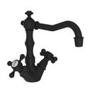 Prep Sink or Bar Faucet with Double Cross Handle in Flat Black