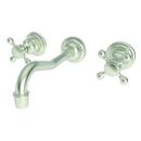 Two Handle Wall Mount Bathroom Sink Faucet in Satin Nickel - PVD