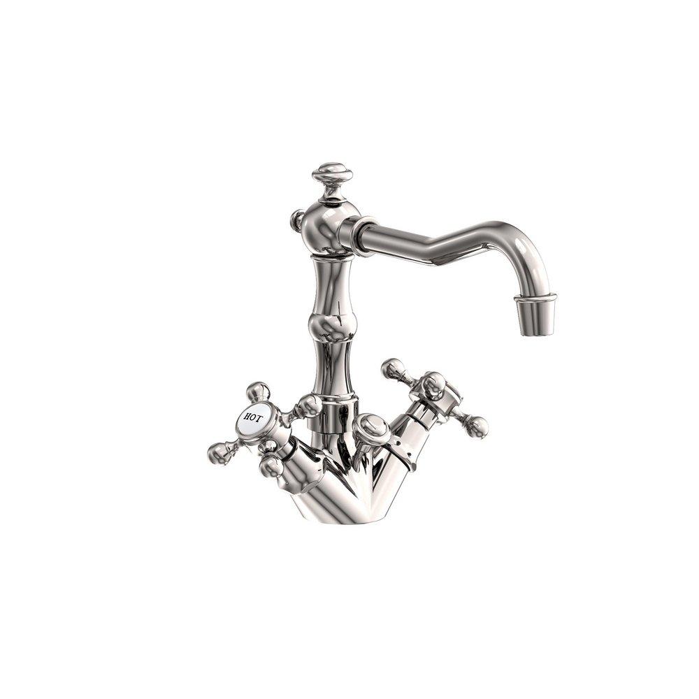 Newport Brass Polished Nickel - Natural Widespread Bathroom Sink Faucet with Double Cross Handle 