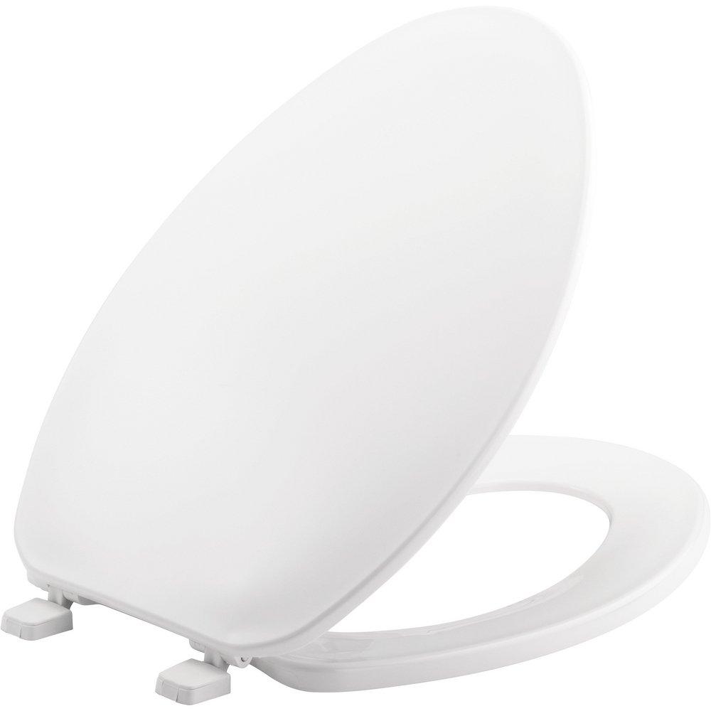 Bemis White Elongated Closed Front Toilet Seat with Cover 