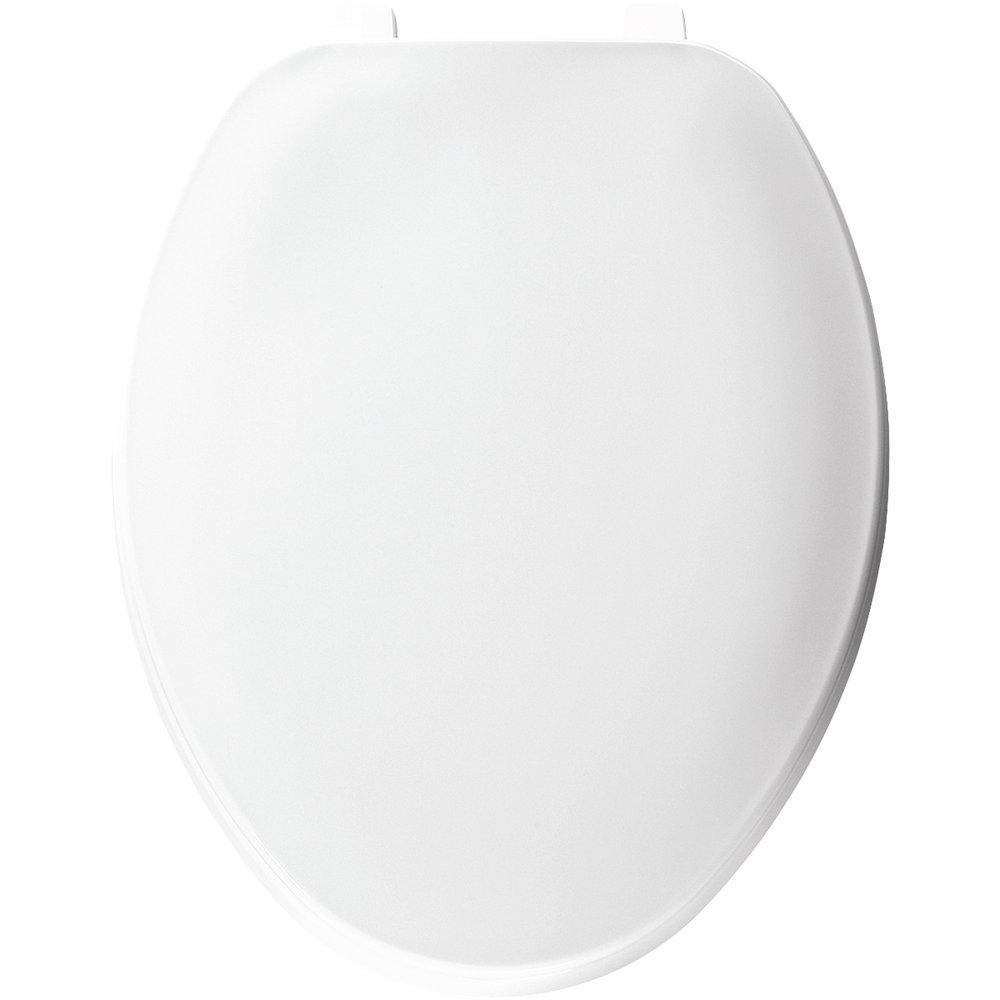 Bemis White Elongated Closed Front Toilet Seat with Cover 